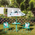 Whisen Kids Table and Chair Set with Dairy Cow Pattern, Removable & Height Adjustable Sun Umbrella, Gift for Kids - White