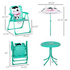 Ensemble table et chaises Whisen pour enfants avec motif de vache laitière, parasol amovible et réglable en hauteur, cadeau pour enfants - Blanc