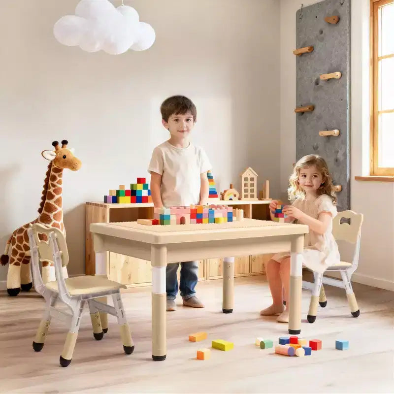 Ensemble table et chaises Kinder King pour enfants, bureau d'activités Lego pour enfants pour le dessin