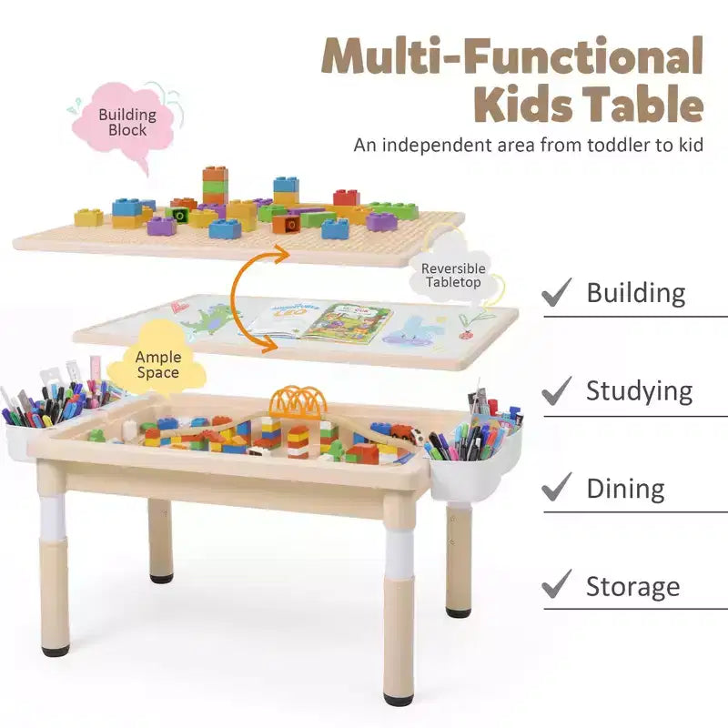 Ensemble table et chaises Kinder King pour enfants, bureau d'activités Lego pour enfants pour le dessin