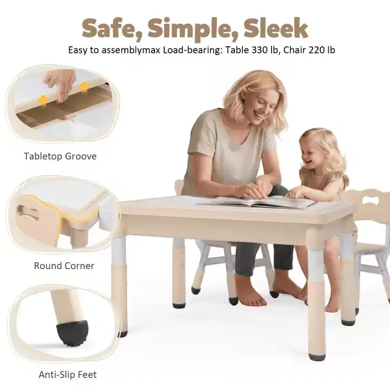Ensemble table et chaises Kinder King pour enfants, bureau d'activités Lego pour enfants pour le dessin
