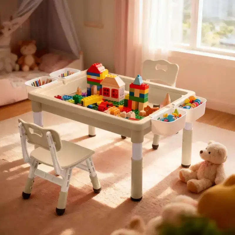 Ensemble table et chaises Kinder King pour enfants, bureau d'activités Lego pour enfants pour le dessin