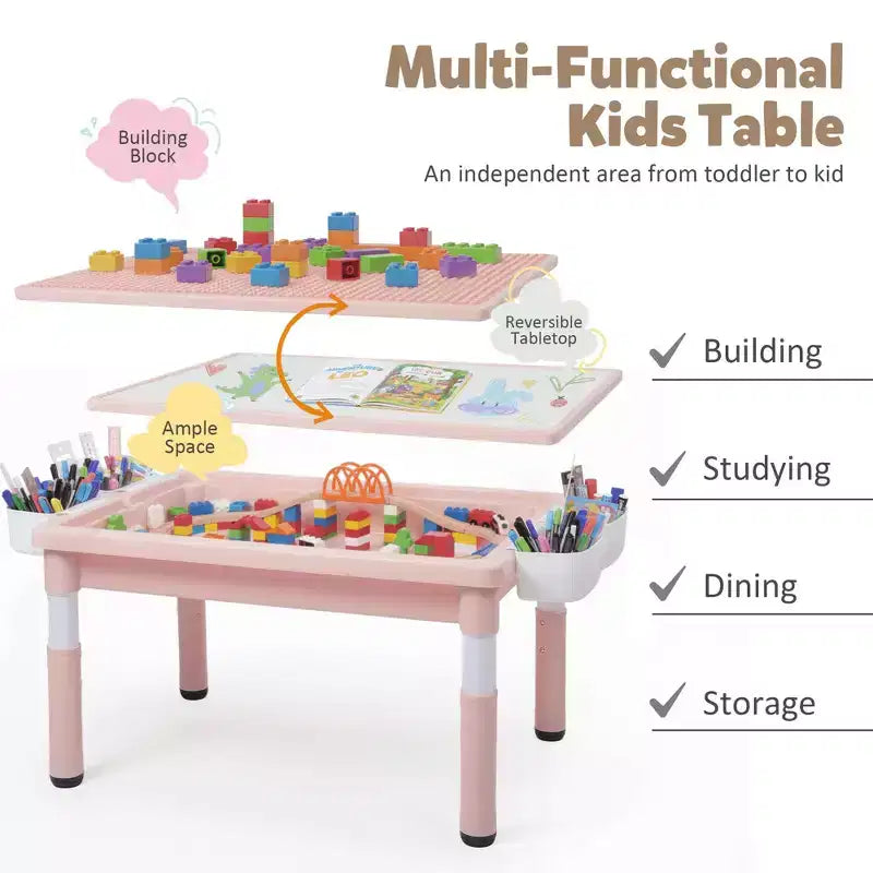 Ensemble table et chaises Kinder King pour enfants, bureau d'activités Lego pour enfants pour le dessin