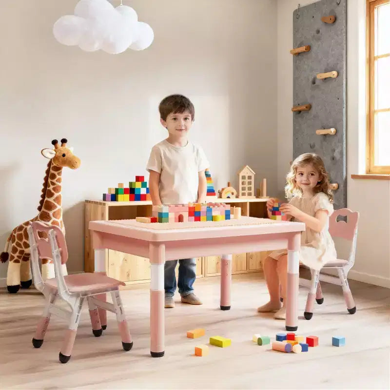 Ensemble table et chaises Kinder King pour enfants, bureau d'activités Lego pour enfants pour le dessin