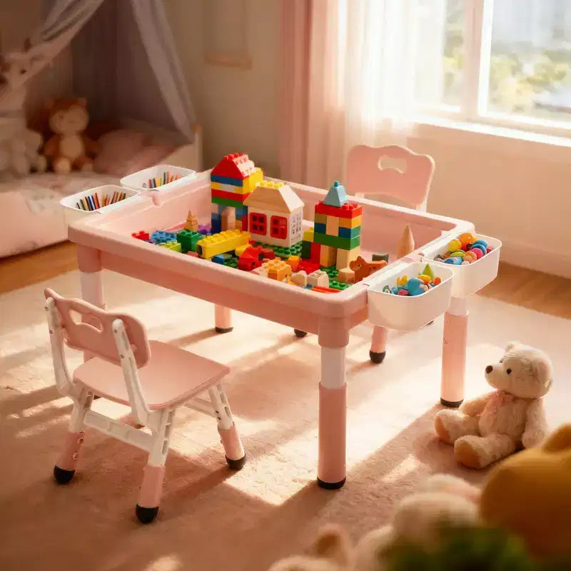 Ensemble table et chaises Kinder King pour enfants, bureau d'activités Lego pour enfants pour le dessin
