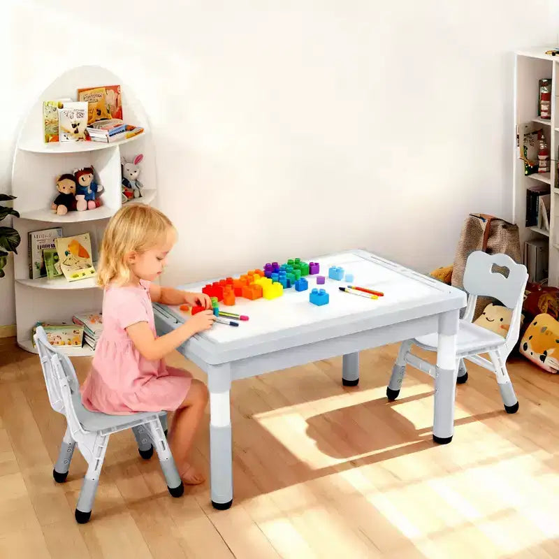 Ensemble table et chaises Kinder King pour enfants, bureau d'activités Lego pour enfants pour le dessin