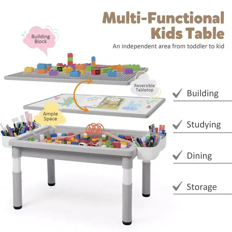 Ensemble table et chaises Kinder King pour enfants, bureau d'activités Lego pour enfants pour le dessin