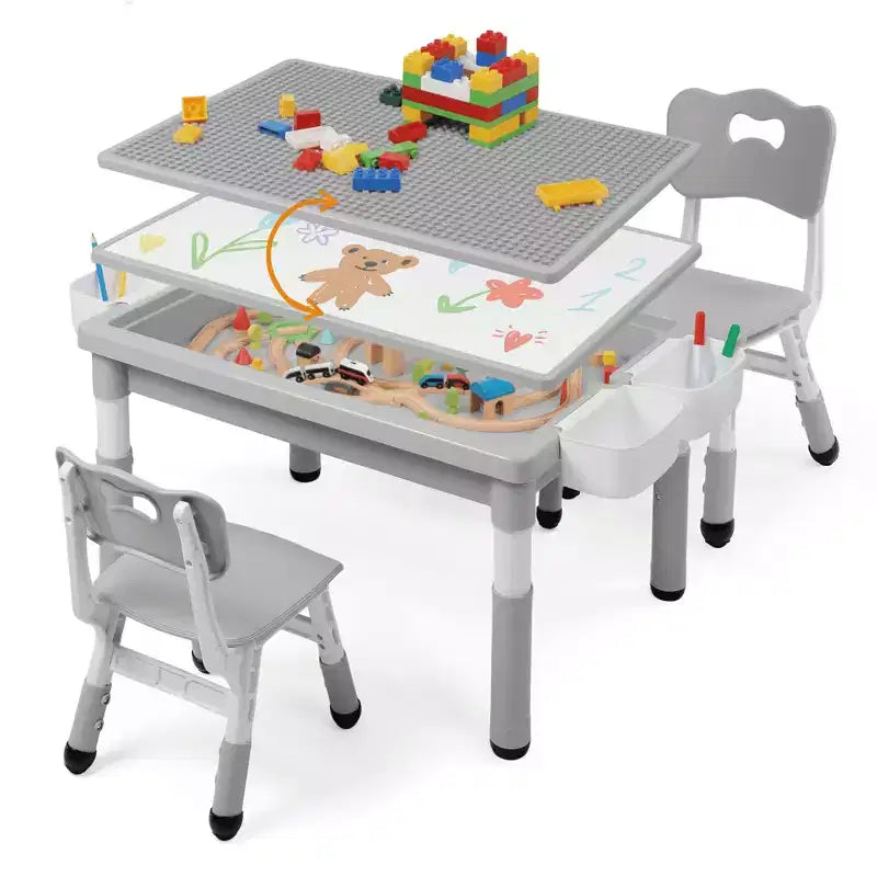 Kinder King Kids Table and Chair Set, Children Lego Table Play Activity Desk for Drawing