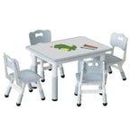Ensemble table et 4 chaises pour enfants, ensemble table et chaise d'étude pour enfants avec plateau de bureau graffiti et pieds antidérapants, table d'activités réglable en hauteur pour tout-petits