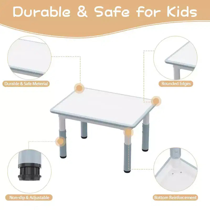 Ensemble table et 4 chaises pour enfants, ensemble table et chaise d'étude pour enfants avec plateau de bureau graffiti et pieds antidérapants, table d'activités réglable en hauteur pour tout-petits