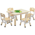Ensemble table et 4 chaises pour enfants, ensemble table et chaise d'étude pour enfants avec plateau de bureau graffiti et pieds antidérapants, table d'activités réglable en hauteur pour tout-petits