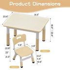Ensemble table et 4 chaises pour enfants, ensemble table et chaise d'étude pour enfants avec plateau de bureau graffiti et pieds antidérapants, table d'activités réglable en hauteur pour tout-petits
