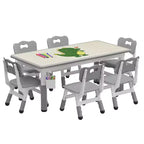 Ensemble table et chaises d'étude pour enfants avec rangement, hauteur réglable pour enfants de 3 à 8 ans, tapis de sol antidérapants, plateau de table facile à nettoyer