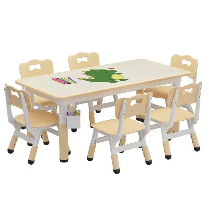 Ensemble table et chaises d'étude pour enfants avec rangement, hauteur réglable pour enfants de 3 à 8 ans, tapis de sol antidérapants, plateau de table facile à nettoyer