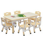 Ensemble table et chaises d'étude pour enfants avec rangement, hauteur réglable pour enfants de 3 à 8 ans, tapis de sol antidérapants, plateau de table facile à nettoyer