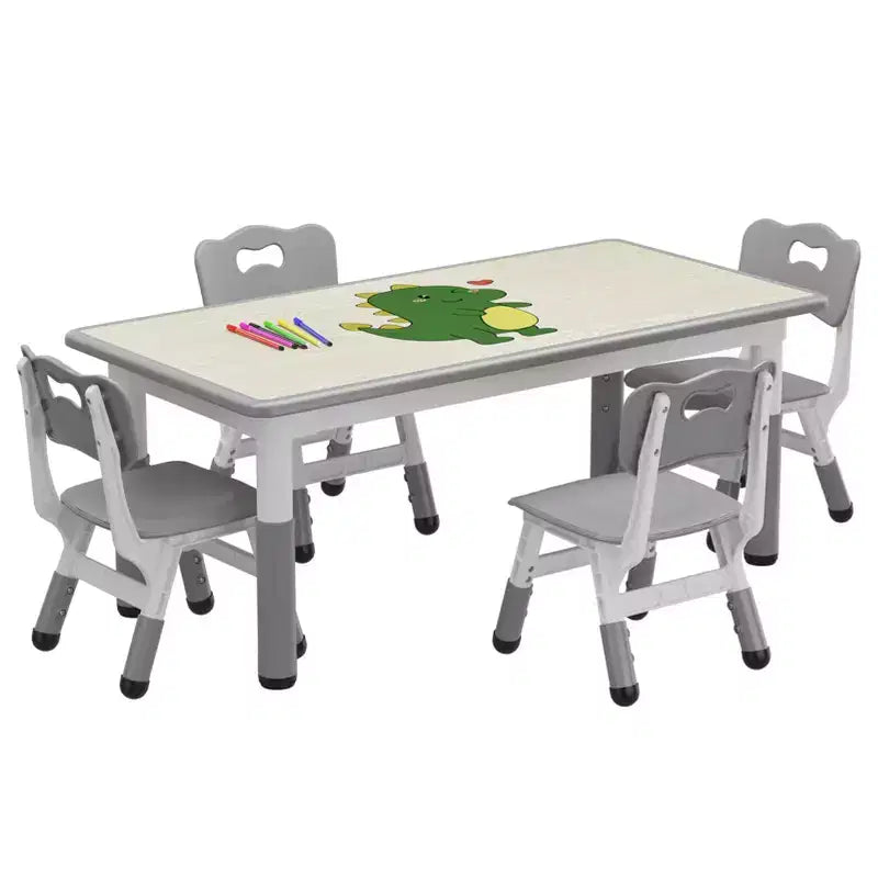 Ensemble Table et 4 Chaises pour Enfants, Table et Chaises Réglables en Hauteur pour Enfants de 3 à 10 Ans, Plateau Graffiti, Pieds Antidérapants