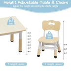 Ensemble Table et 4 Chaises pour Enfants, Table et Chaises Réglables en Hauteur pour Enfants de 3 à 10 Ans, Plateau Graffiti, Pieds Antidérapants