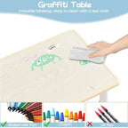 Ensemble Table et 4 Chaises pour Enfants, Table et Chaises Réglables en Hauteur pour Enfants de 3 à 10 Ans, Plateau Graffiti, Pieds Antidérapants