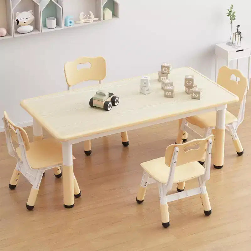 Ensemble Table et 4 Chaises pour Enfants, Table et Chaises Réglables en Hauteur pour Enfants de 3 à 10 Ans, Plateau Graffiti, Pieds Antidérapants