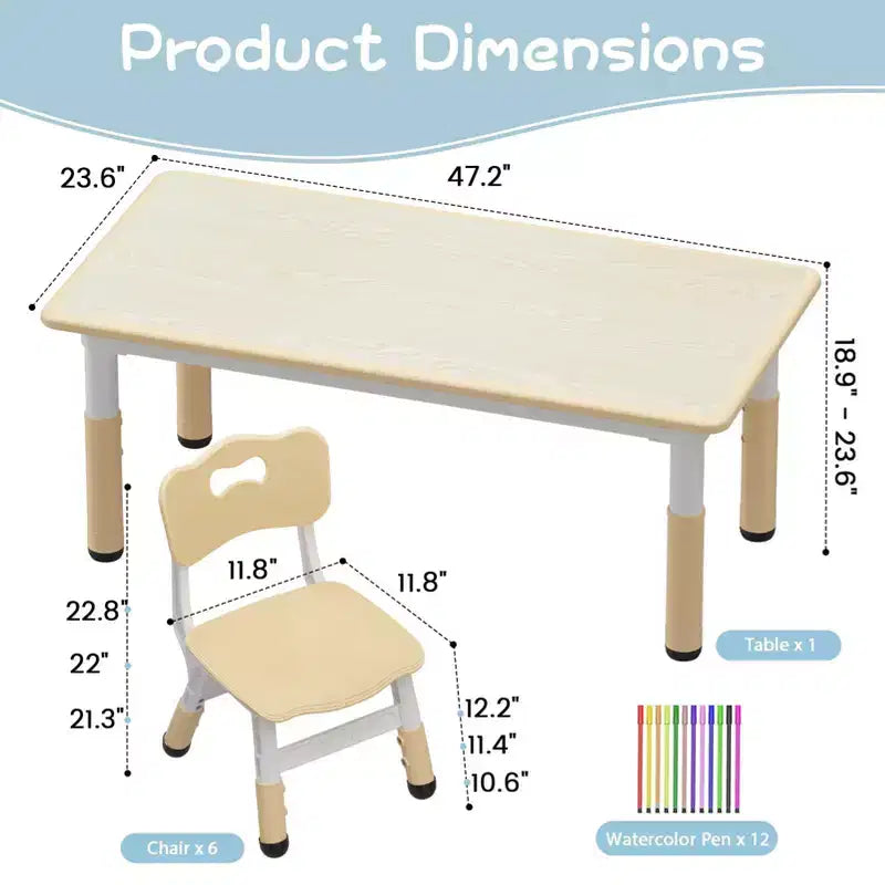 Ensemble Table et 4 Chaises pour Enfants, Table et Chaises Réglables en Hauteur pour Enfants de 3 à 10 Ans, Plateau Graffiti, Pieds Antidérapants