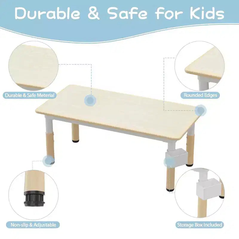 Ensemble Table et 4 Chaises pour Enfants, Table et Chaises Réglables en Hauteur pour Enfants de 3 à 10 Ans, Plateau Graffiti, Pieds Antidérapants