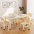 Kids Table and 4 Chairs Set, Height Adjustable Toddler Table and Chairs for Kids Ages 3-10, Graffiti Desktop, Non-Slip Legs