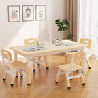 Kids Table and 4 Chairs Set, Height Adjustable Toddler Table and Chairs for Kids Ages 3-10, Graffiti Desktop, Non-Slip Legs