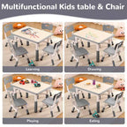 Ensemble Table et 4 Chaises pour Enfants – Bureau d'Étude Réglable en Hauteur pour Enfants avec Chaises, Pieds Antidérapants et Plateau Effaçable pour Dessins, Activités Préscolaires et Artistiques