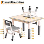 Ensemble Table et 4 Chaises pour Enfants – Bureau d'Étude Réglable en Hauteur pour Enfants avec Chaises, Pieds Antidérapants et Plateau Effaçable pour Dessins, Activités Préscolaires et Artistiques