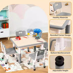 Ensemble Table et 4 Chaises pour Enfants – Bureau d'Étude Réglable en Hauteur pour Enfants avec Chaises, Pieds Antidérapants et Plateau Effaçable pour Dessins, Activités Préscolaires et Artistiques