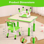 Ensemble Table et 4 Chaises pour Enfants – Bureau d'Étude Réglable en Hauteur pour Enfants avec Chaises, Pieds Antidérapants et Plateau Effaçable pour Dessins, Activités Préscolaires et Artistiques