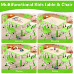Ensemble Table et 4 Chaises pour Enfants – Bureau d'Étude Réglable en Hauteur pour Enfants avec Chaises, Pieds Antidérapants et Plateau Effaçable pour Dessins, Activités Préscolaires et Artistiques