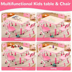 Ensemble Table et 4 Chaises pour Enfants – Bureau d'Étude Réglable en Hauteur pour Enfants avec Chaises, Pieds Antidérapants et Plateau Effaçable pour Dessins, Activités Préscolaires et Artistiques
