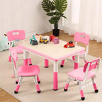 Ensemble Table et 4 Chaises pour Enfants – Bureau d'Étude Réglable en Hauteur pour Enfants avec Chaises, Pieds Antidérapants et Plateau Effaçable pour Dessins, Activités Préscolaires et Artistiques