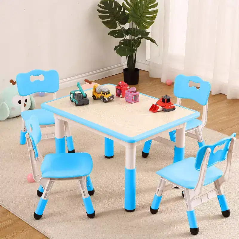 Ensemble Table et 4 Chaises pour Enfants – Bureau d'Étude Réglable en Hauteur pour Enfants avec Chaises, Pieds Antidérapants et Plateau Effaçable pour Dessins, Activités Préscolaires et Artistiques