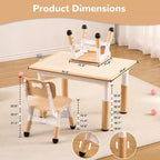 Ensemble Table et 4 Chaises pour Enfants – Bureau d'Étude Réglable en Hauteur pour Enfants avec Chaises, Pieds Antidérapants et Plateau Effaçable pour Dessins, Activités Préscolaires et Artistiques