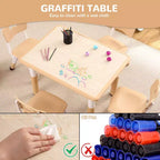 Ensemble Table et 4 Chaises pour Enfants – Bureau d'Étude Réglable en Hauteur pour Enfants avec Chaises, Pieds Antidérapants et Plateau Effaçable pour Dessins, Activités Préscolaires et Artistiques