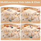 Ensemble Table et 4 Chaises pour Enfants – Bureau d'Étude Réglable en Hauteur pour Enfants avec Chaises, Pieds Antidérapants et Plateau Effaçable pour Dessins, Activités Préscolaires et Artistiques