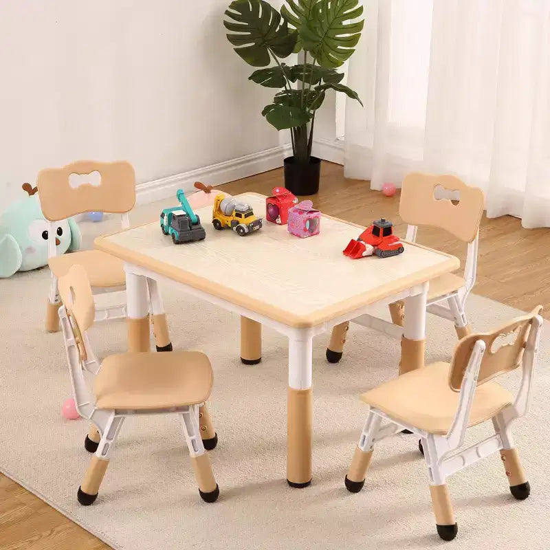 Ensemble Table et 4 Chaises pour Enfants – Bureau d'Étude Réglable en Hauteur pour Enfants avec Chaises, Pieds Antidérapants et Plateau Effaçable pour Dessins, Activités Préscolaires et Artistiques