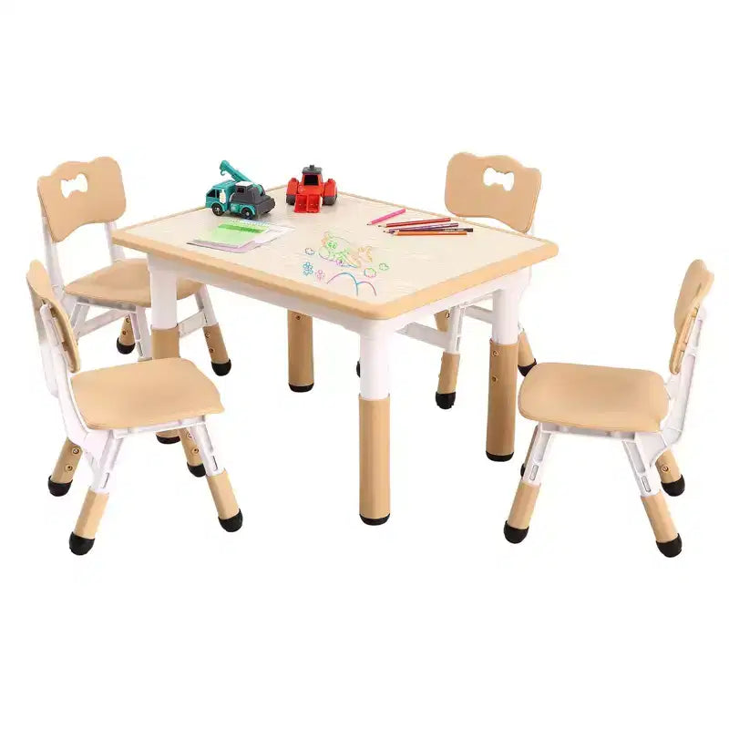 Ensemble Table et 4 Chaises pour Enfants – Bureau d'Étude Réglable en Hauteur pour Enfants avec Chaises, Pieds Antidérapants et Plateau Effaçable pour Dessins, Activités Préscolaires et Artistiques