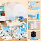 Ensemble Table et 4 Chaises pour Enfants – Bureau d'Étude Réglable en Hauteur pour Enfants avec Chaises, Pieds Antidérapants et Plateau Effaçable pour Dessins, Activités Préscolaires et Artistiques
