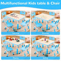 Kids Table and 4 Chairs Set  Height Adjustable Children Study Desk with Chairs, Non-Slip Legs & Erasable Graffiti Desktop, Preschool Activity Art