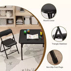 Table et Chaises Pliantes Ensemble de 3 Sièges Portables Rembourrés en PU Souple, Aucun Assemblage Requis, Parfait pour Manger, Lire et Jouer