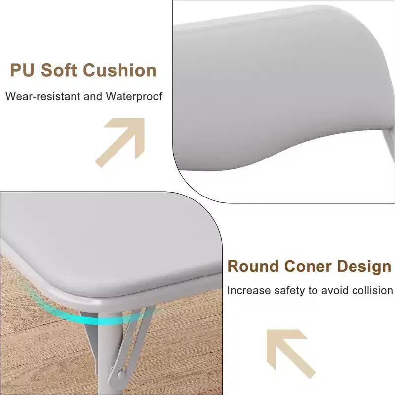Table et Chaises Pliantes Ensemble de 3 Sièges Portables Rembourrés en PU Souple, Aucun Assemblage Requis, Parfait pour Manger, Lire et Jouer