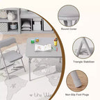 Table et Chaises Pliantes Ensemble de 3 Sièges Portables Rembourrés en PU Souple, Aucun Assemblage Requis, Parfait pour Manger, Lire et Jouer
