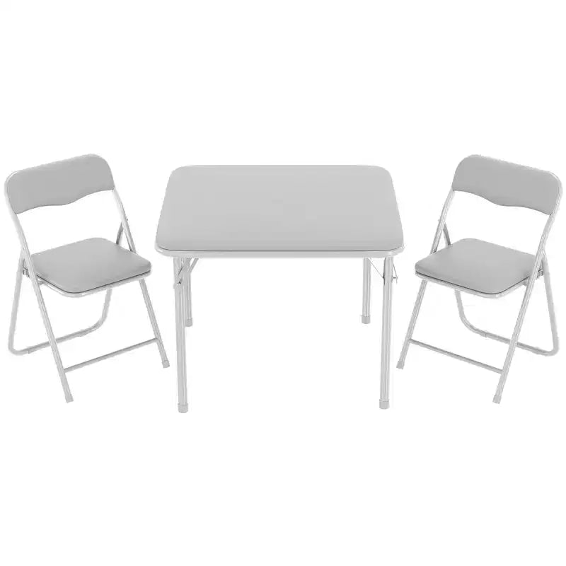 Table et Chaises Pliantes Ensemble de 3 Sièges Portables Rembourrés en PU Souple, Aucun Assemblage Requis, Parfait pour Manger, Lire et Jouer