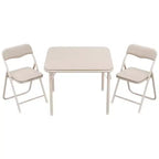 Table et Chaises Pliantes Ensemble de 3 Sièges Portables Rembourrés en PU Souple, Aucun Assemblage Requis, Parfait pour Manger, Lire et Jouer