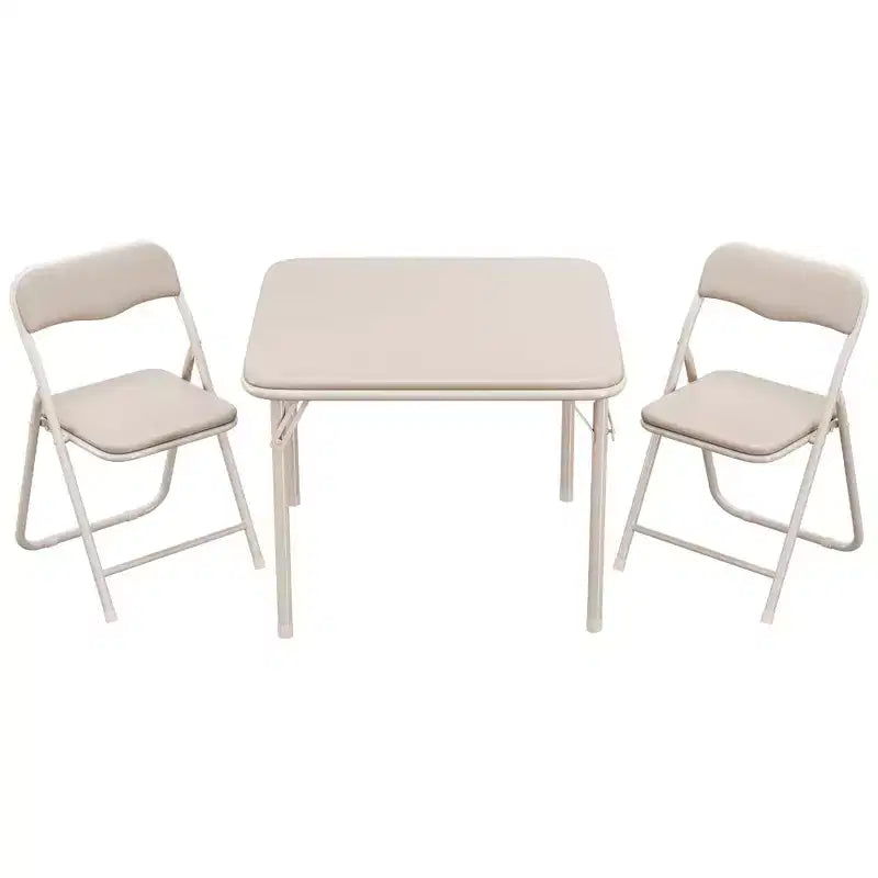 Table et Chaises Pliantes Ensemble de 3 Sièges Portables Rembourrés en PU Souple, Aucun Assemblage Requis, Parfait pour Manger, Lire et Jouer