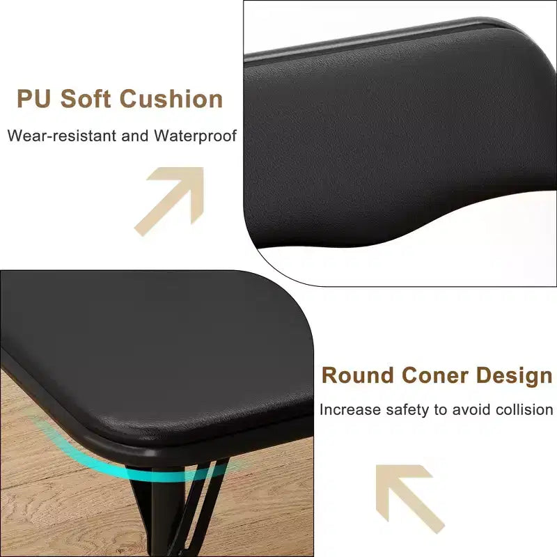 Table et Chaises Pliantes Ensemble de 3 Sièges Portables Rembourrés en PU Souple, Aucun Assemblage Requis, Parfait pour Manger, Lire et Jouer