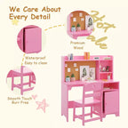 Bureau d'étude et chaise pour enfants avec étagère à livres et organisateur de rangement
